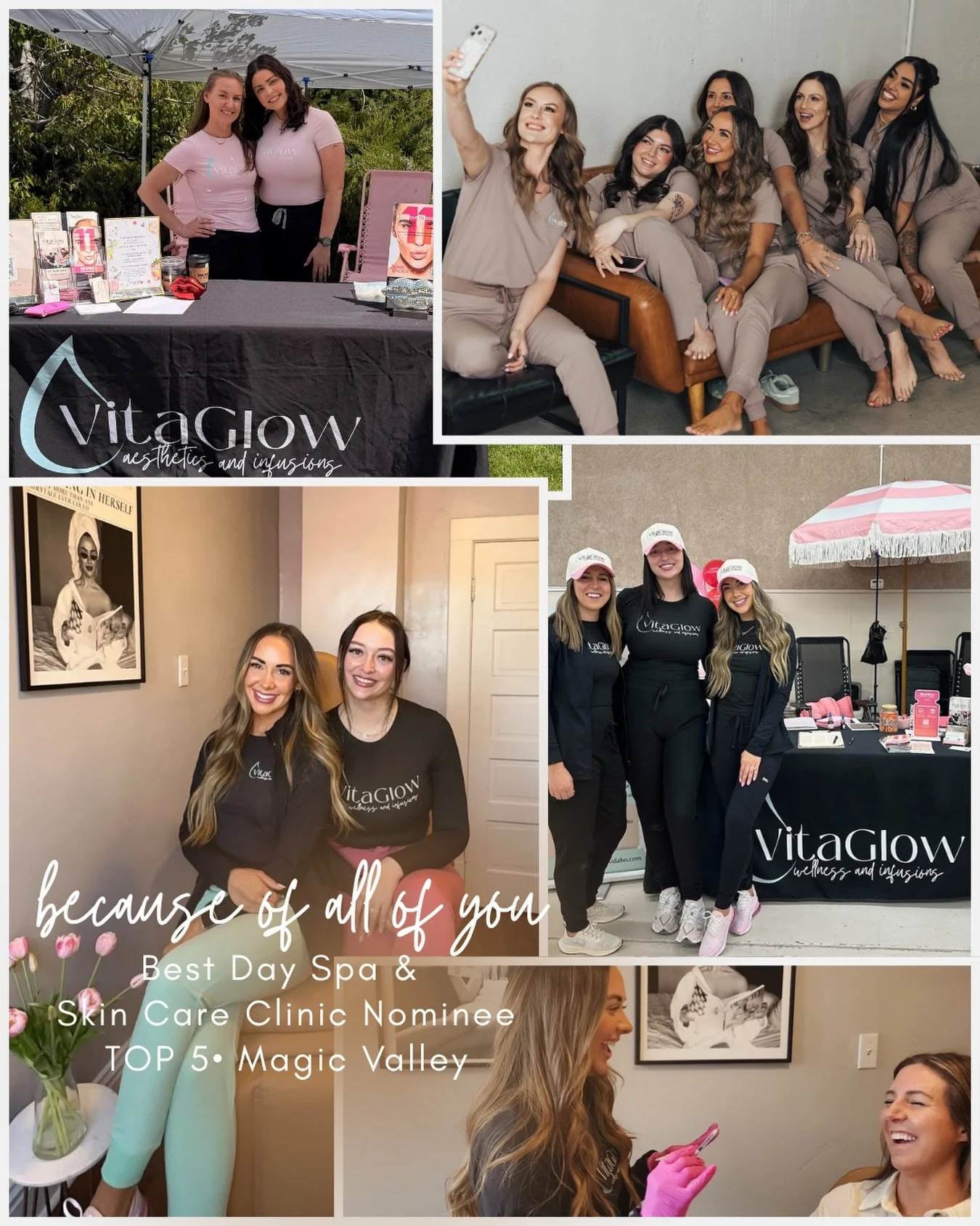 still trying to process this one 🥹
because of all of you, VitaGlow was nominated and recognized for Best Day Spa &amp; Skin Care Clinic in the Magic Valley 🤍
what started with a vision between nurses who simply wanted to help people feel confident,