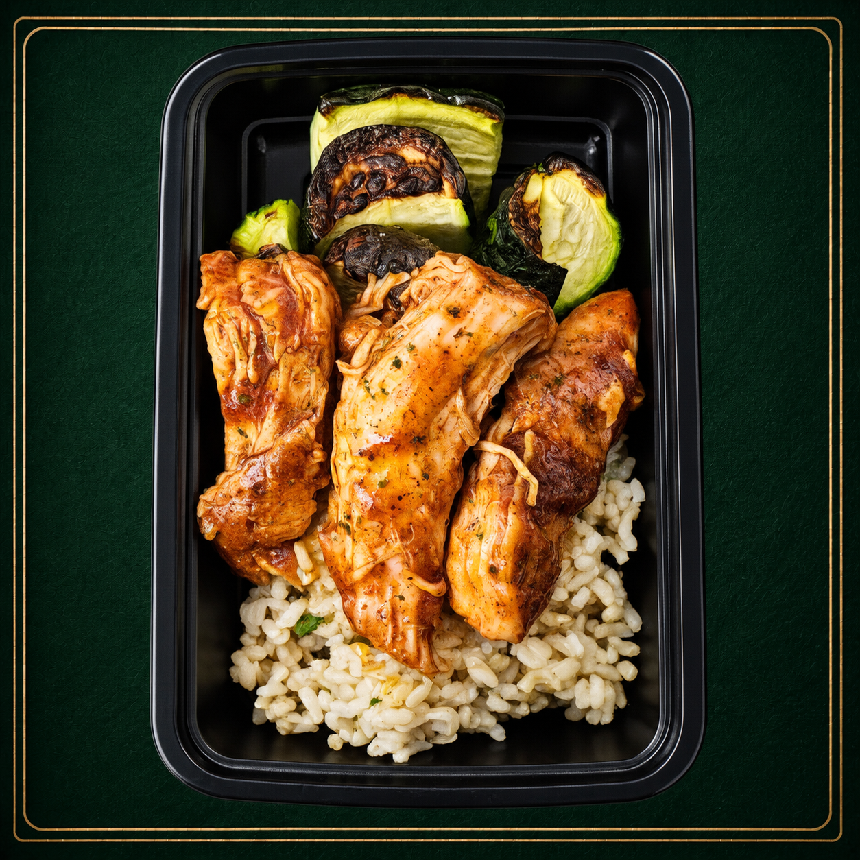 BBQ Chicken, Zucchini, Brown Rice