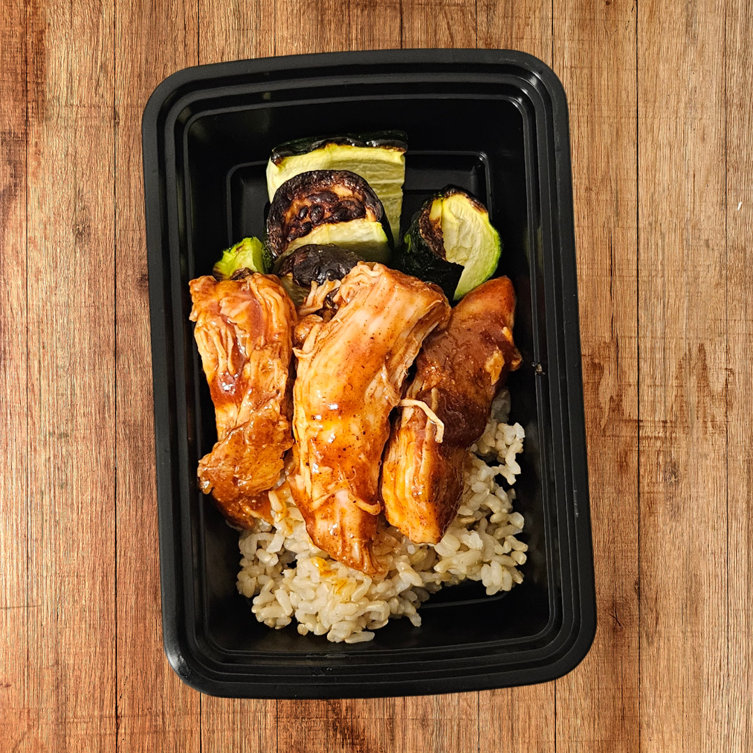BBQ Chicken, Zucchini, Brown Rice