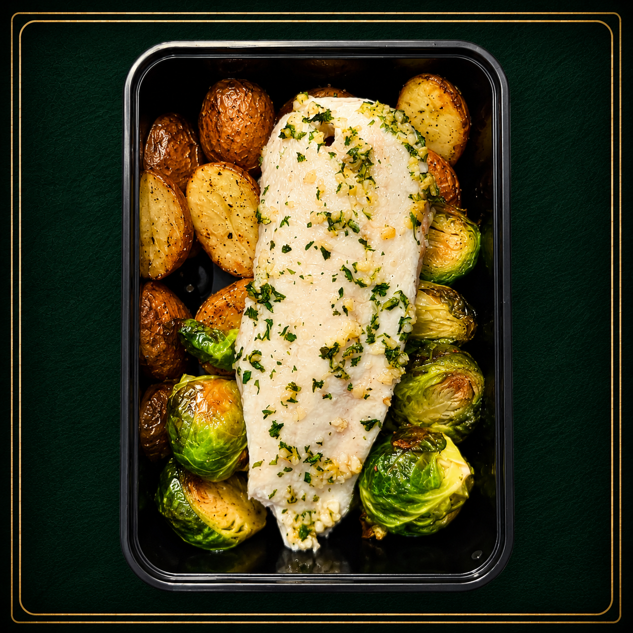 Mojo de Ajo Tilapia, Brussels Sprouts, Baby Potatoes