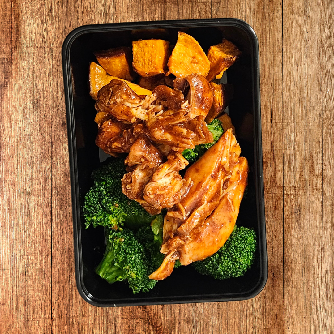 BBQ Chicken, Broccoli, Yams