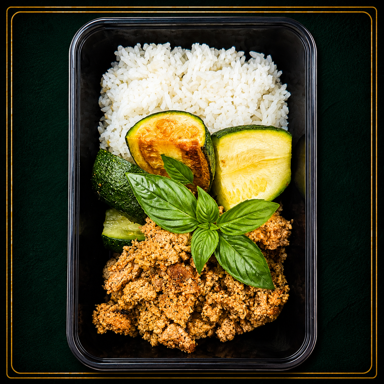 Thai Basil Turkey, Zucchini, Jasmine Rice