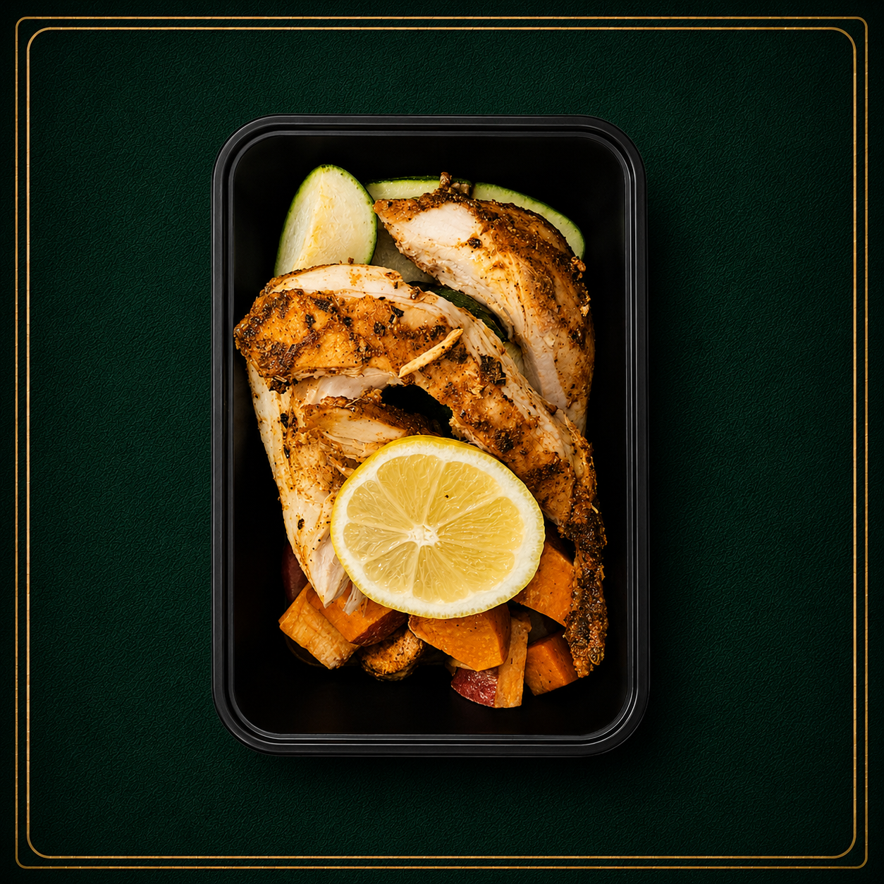 Greek Marinated Chicken, Zucchini, Yams