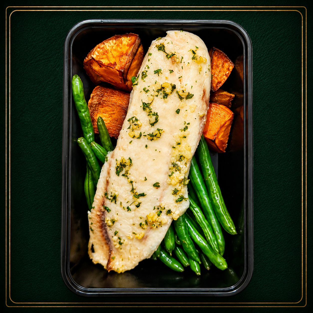 Mojo de Ajo Tilapia, Green Beans, Yams