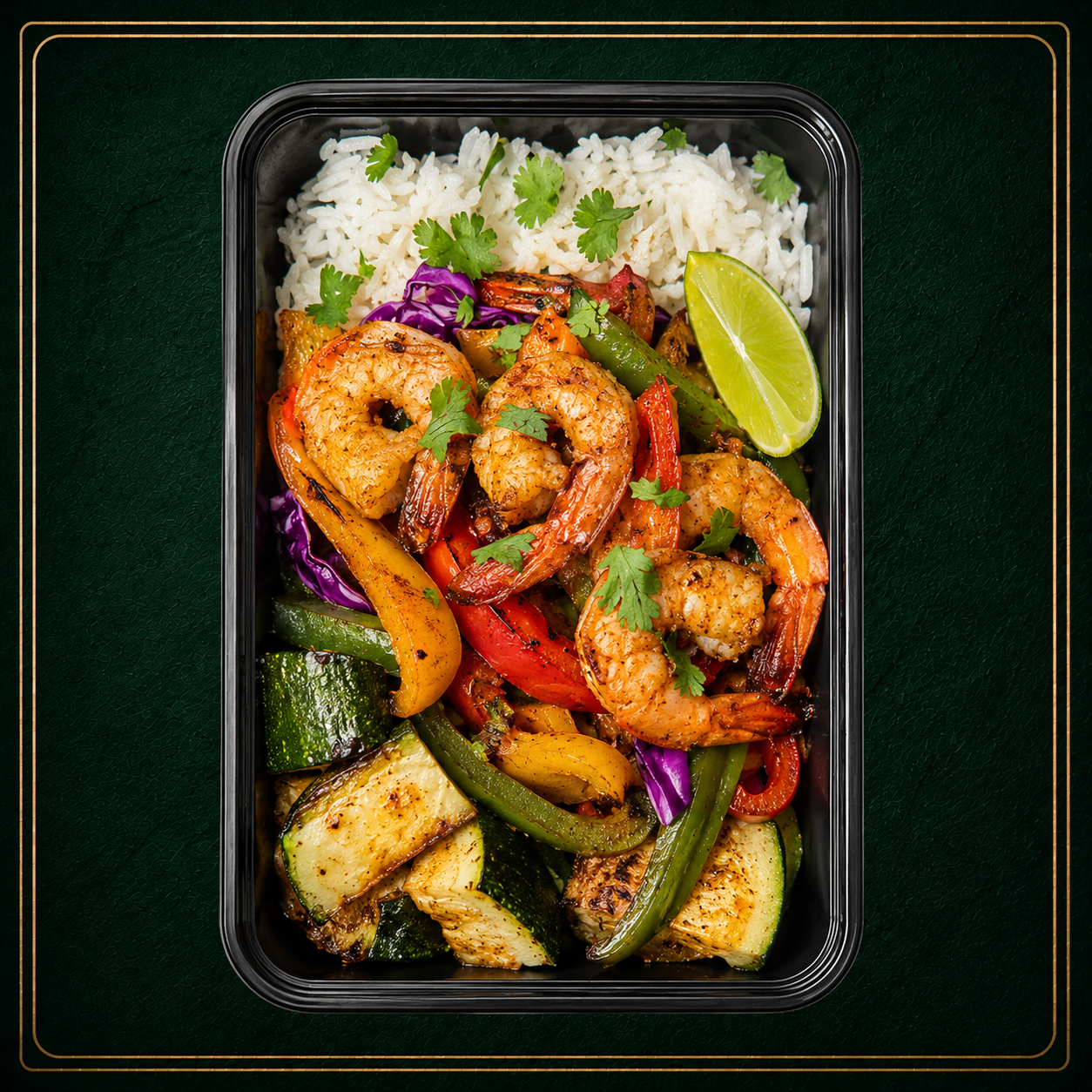 Shrimp Fajitas, Mexican Squash, Jasmine Rice