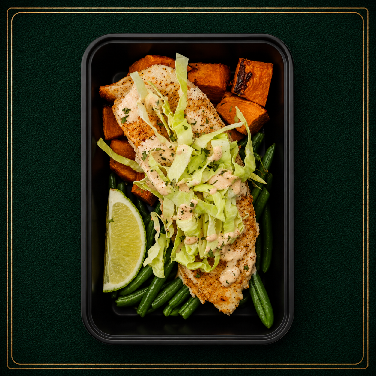 Baja Style Tilapia, Green Beans, Yams