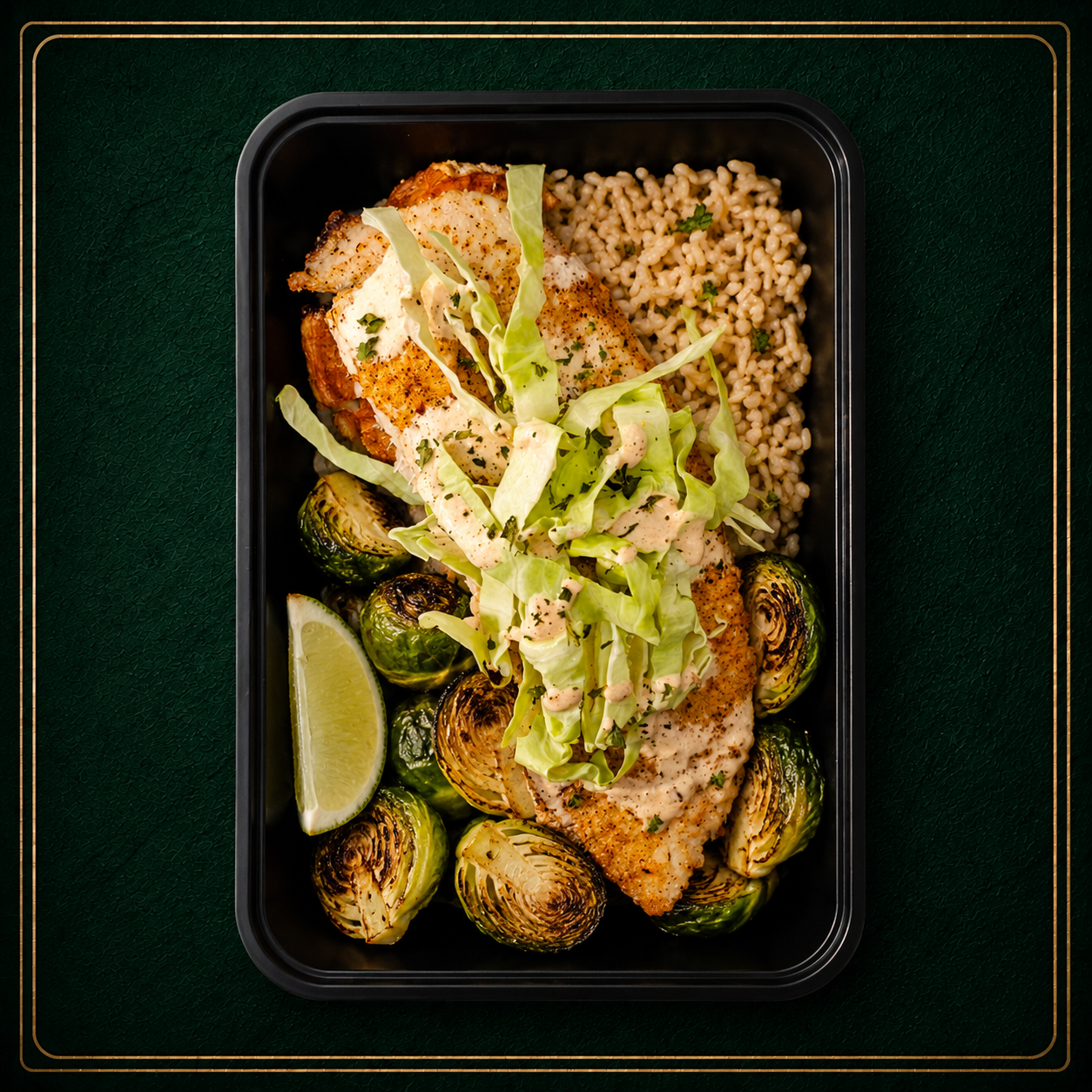Baja Style Tilapia, Brussels Sprouts, Brown Rice