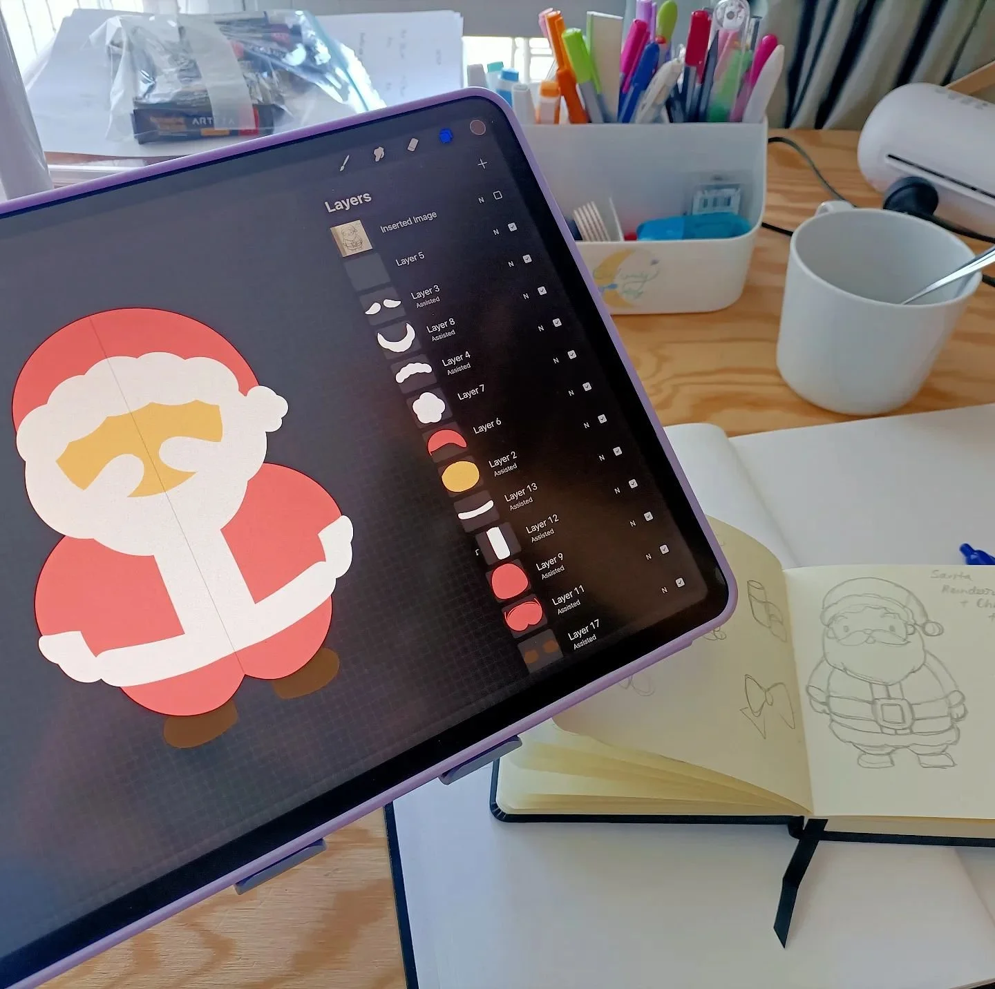 Santa is coming to town...well it's not Christmas yet but this Santa is planning ahead ☺️ My next collection will be a Christmas theme! Here's a sneak peak on my work in progress.

Often I start with sketches in my sketchbook rather than sketching on