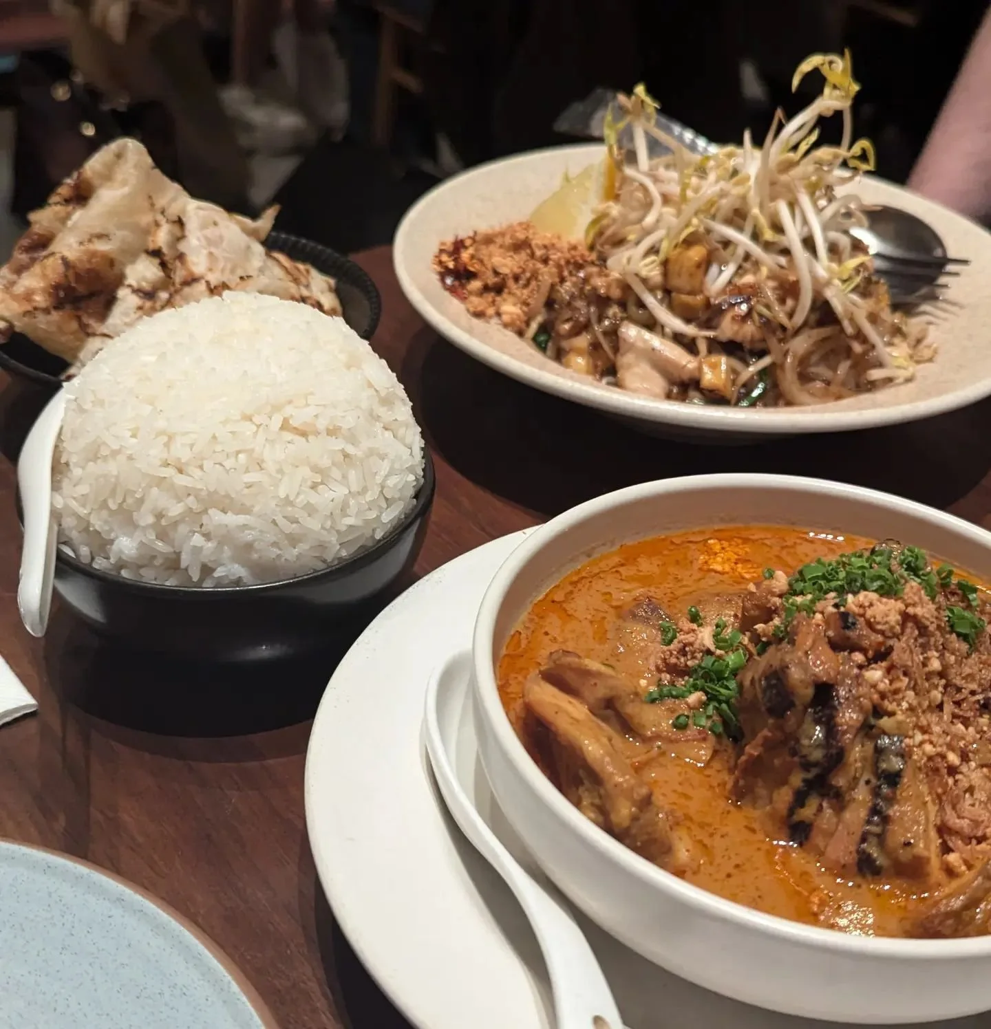 So good to get back to @soi.38 once again. Definitely one of the best Thai restaurants in Adelaide. 

- Massaman Chicken curry
- Phad Thai
- Roti

#adelaidefoodblogger #adelaidefood #adelaidefoodie #thaifood #massamancurry #roti #soi38