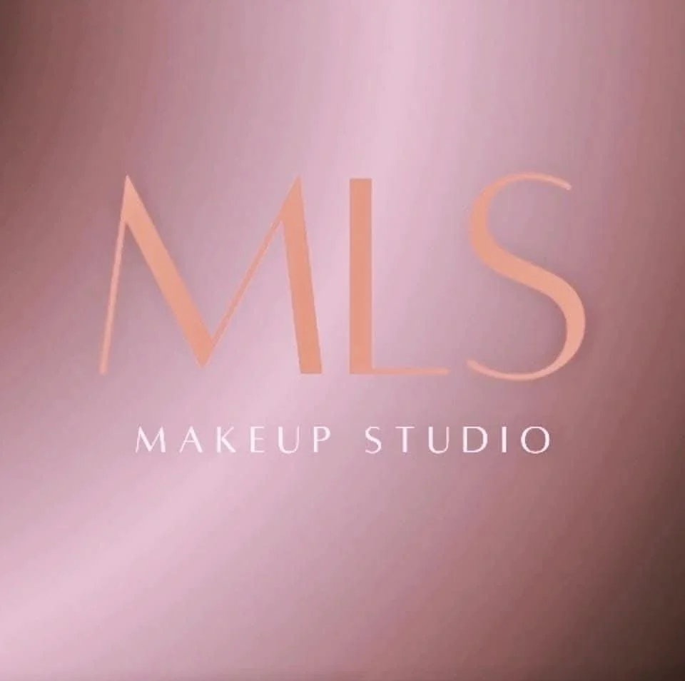 Logo for ML's Makeup Studio on a pink background.