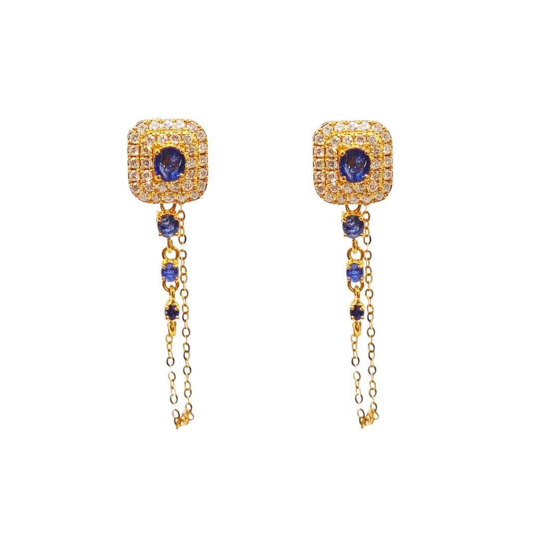 Sapphire Diamond Chain Earrings