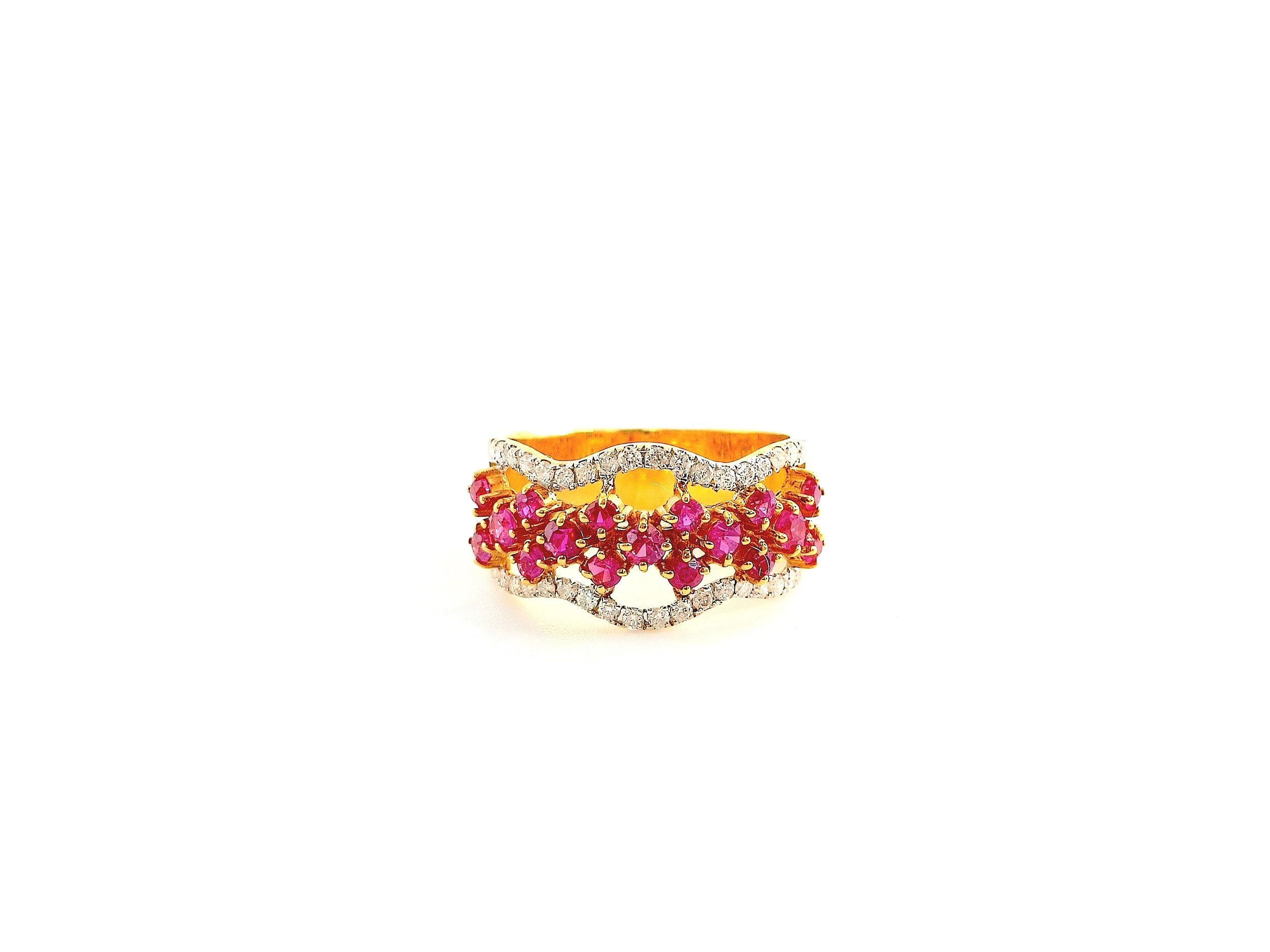 Ruby and Diamonds Wave Ring