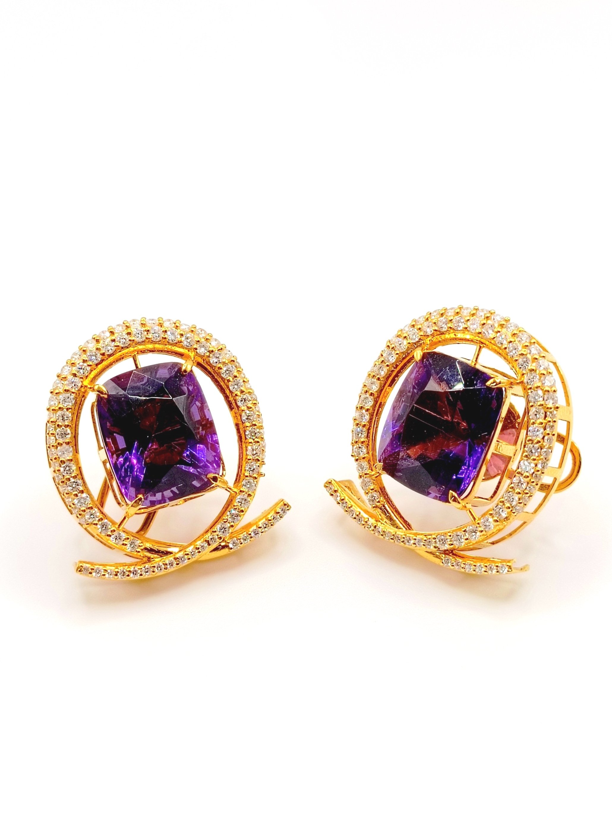 Amethyst Diamonds Ear-stud