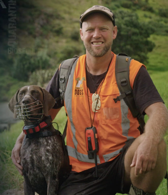 Detection dog with handler