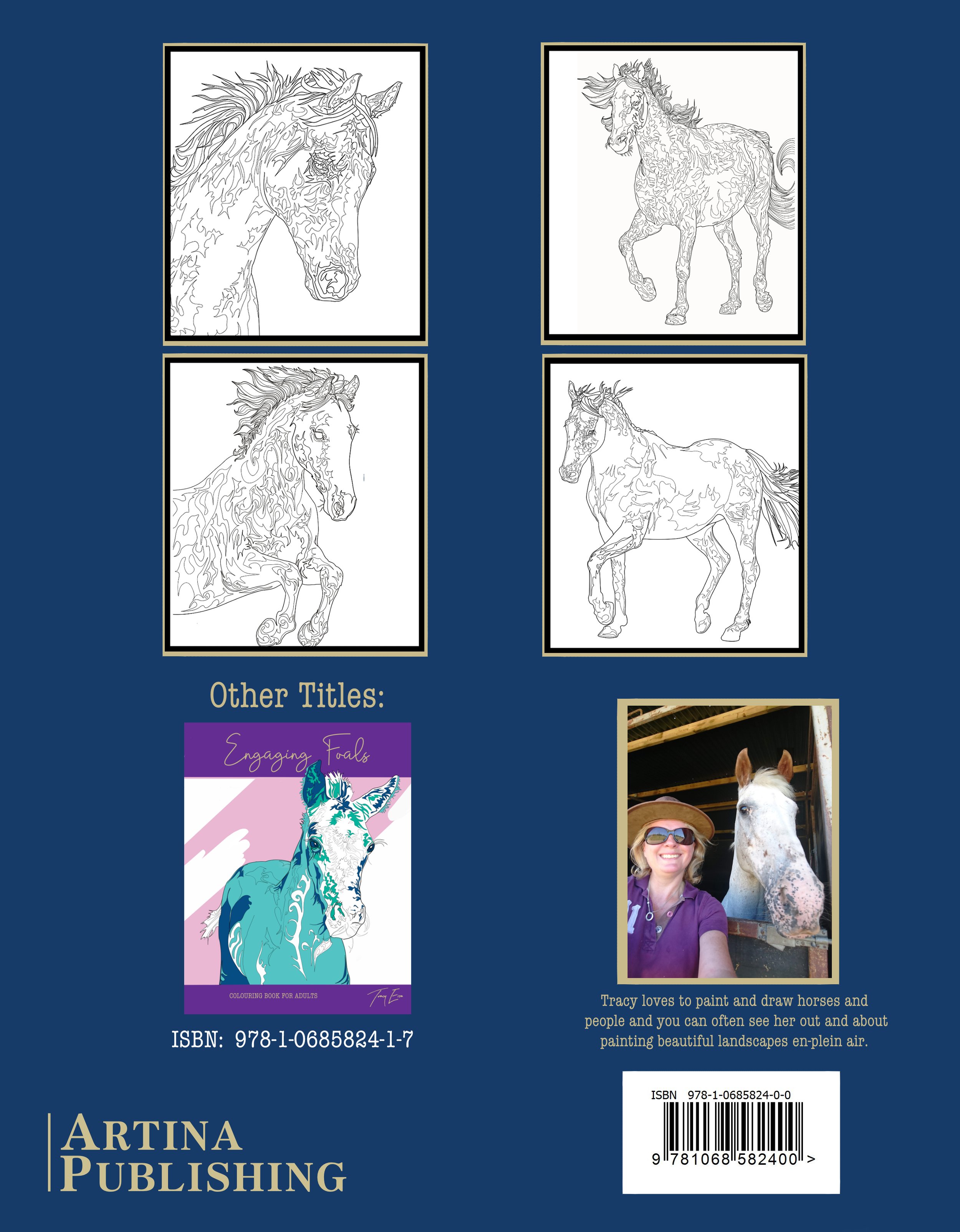 Expressive Horses Colouring Book by Tracy Eisa Back Cover showing a some illustrations found inside