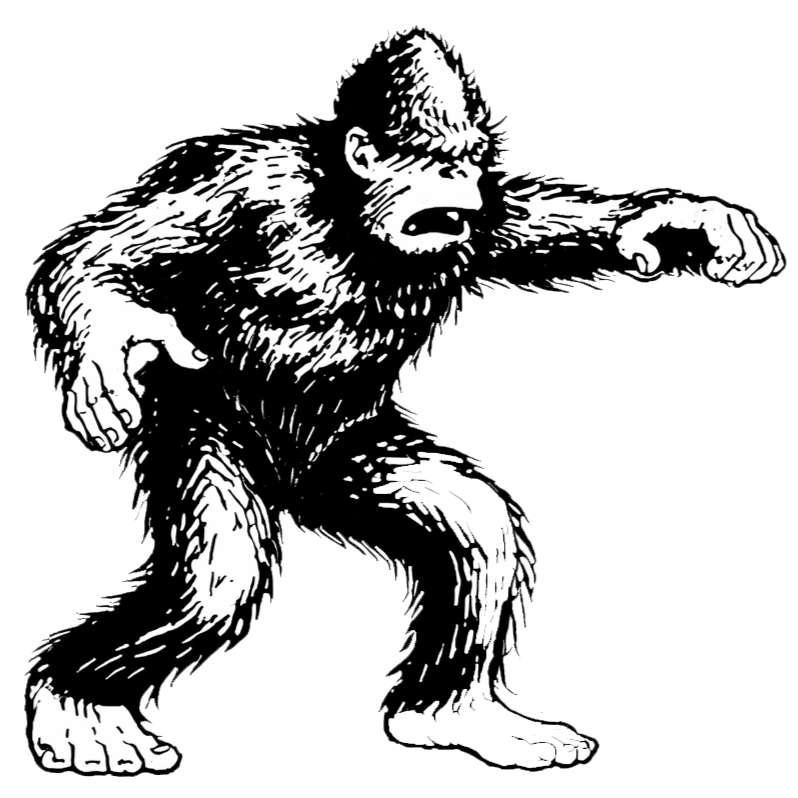 Black and white drawing of a Yeti