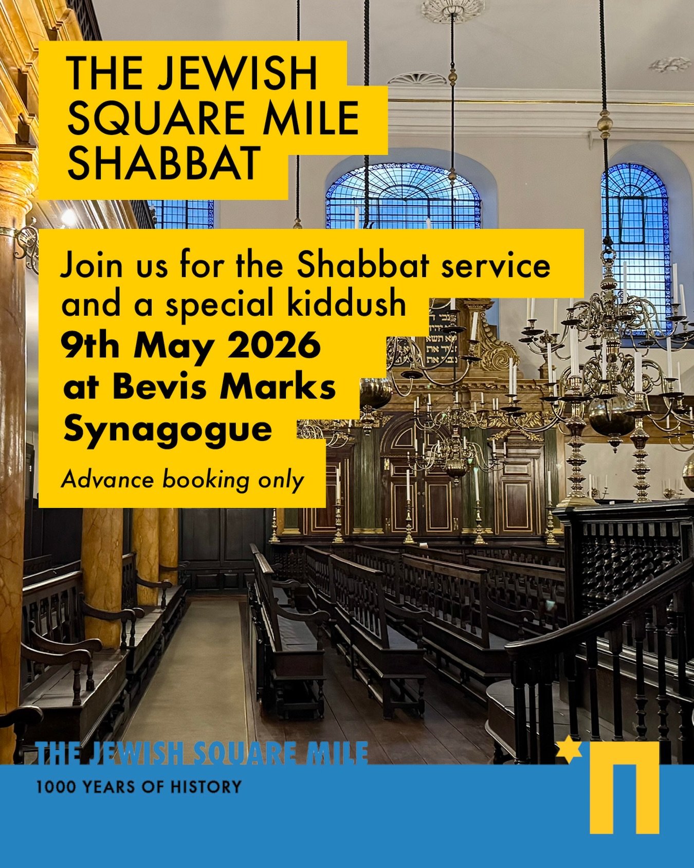 At Bevis Marks we mark our Festival Weekend with a traditional Shabbat service on Saturday 9th May followed by a special Kiddush (reception). Link to book in our bio or dm us and we&rsquo;ll send the link.
