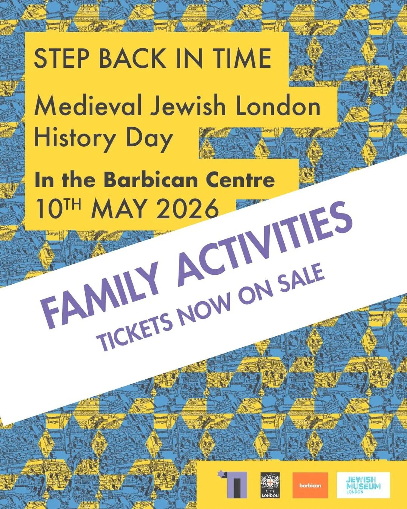 Step Back In Time, Jewish Square Mile&rsquo;s Medieval Jewish London History Day &ndash; Children&rsquo;s Programme
Sun 10 May 2026 Barbican Centre - link to buy tickets in bio. Children under 14 free, accompanying adult &pound;6.00 choose from 10.45