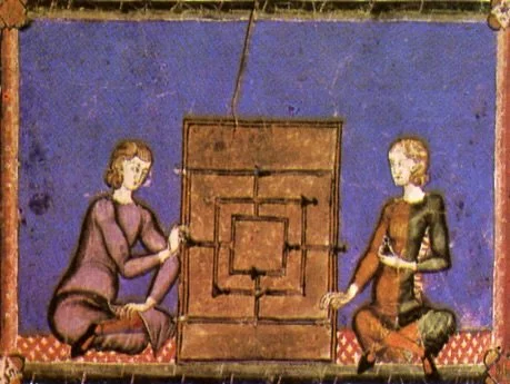Merelles: the medieval obsession before mobile phones.

Scratch a board into wood or stone, find someone competitive, and suddenly it&rsquo;s 1320 and nobody is going anywhere for the next hour.

This strategy game, later called Nine Men&rsquo;s Morr