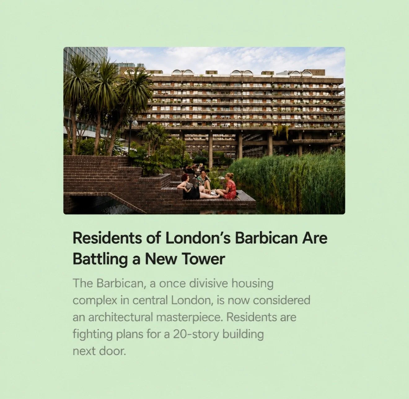 The Barbican and The Jewish Square Mile is in the New York Times.

Once divisive, the Barbican is now recognised as an architectural masterpiece. 

For us, the Barbican is more than an architectural landmark. At the heart of the dynamic and commercia