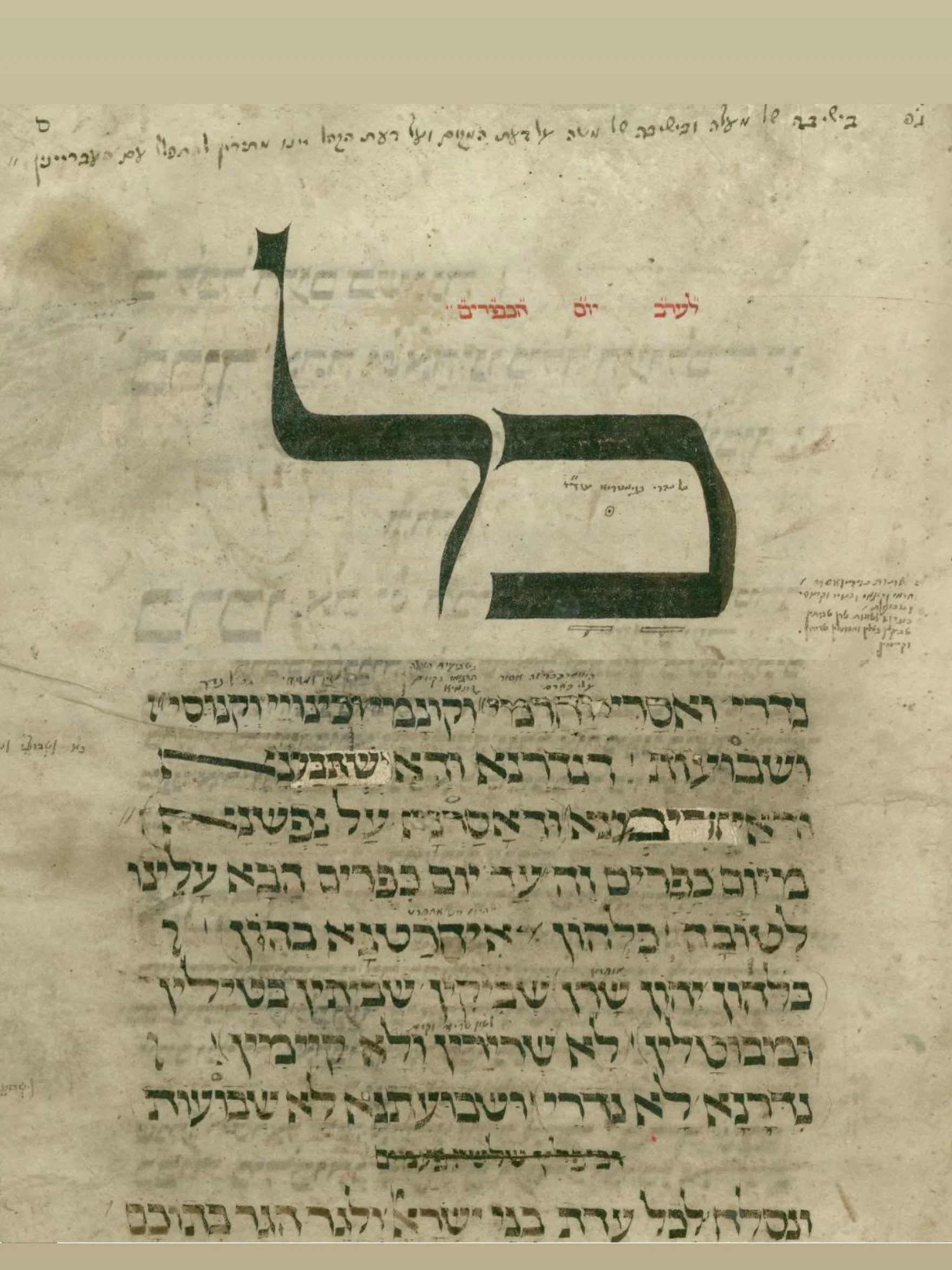 This is Kol Nidrei in the first volume of the Worms Mahzor, completed in 1272 in Wirzburg Germany. In 1280 it was moved to Worms in Germany. The Scribe was Simhah ben Yehudah Ha-Sofer 1272. It is said to have been in continuous use for more than 650 