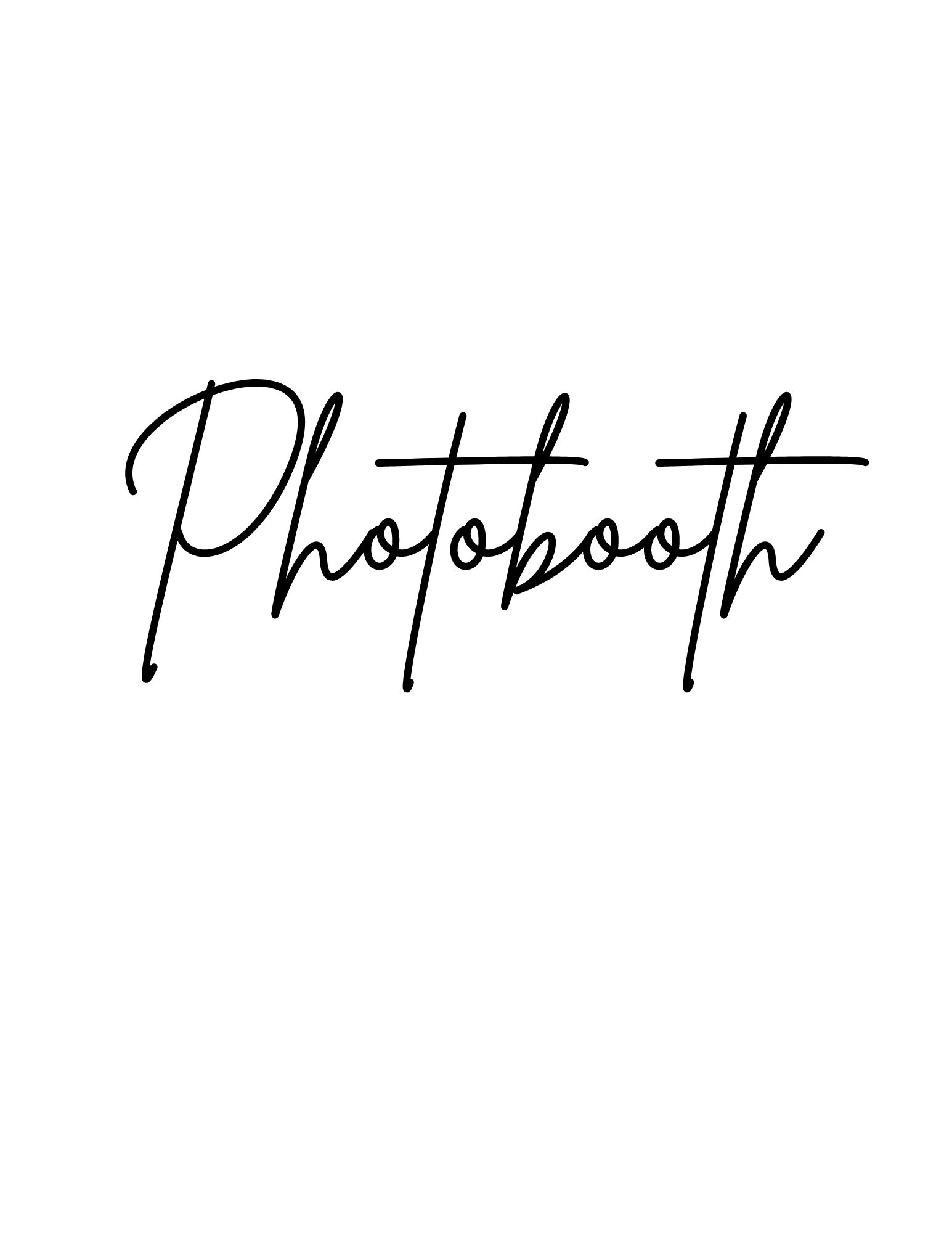 "Photobooth" in cursive font on white background.