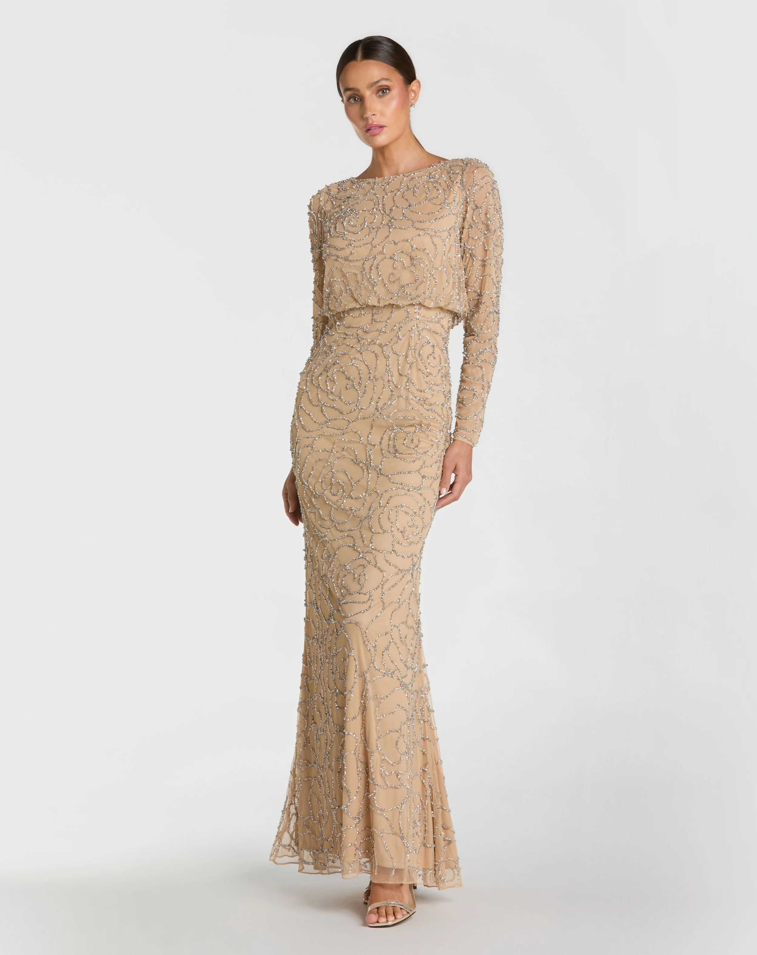 Mac Duggal 6189 nude silver 6