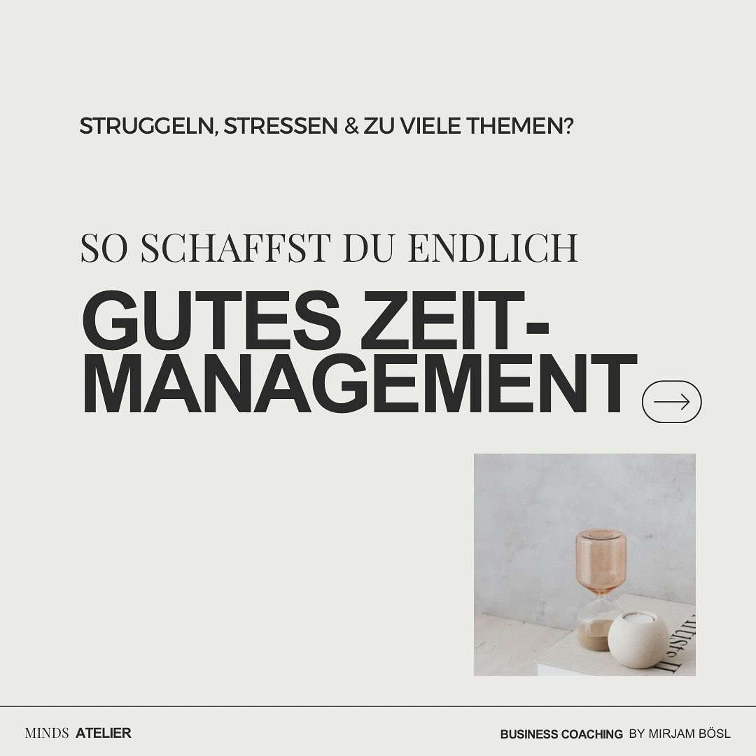 🤍 Dein Business Coaching für GUTES ZEITMANAGEMENT
✉️ Sichere Dir Deinen Termin über den Link in der Bio oder via DM.
🔖 Folge mir gerne, wenn Du Dich im Daily Business oft verzettelst und nach mehr Insights rund um Selbstführung, Or