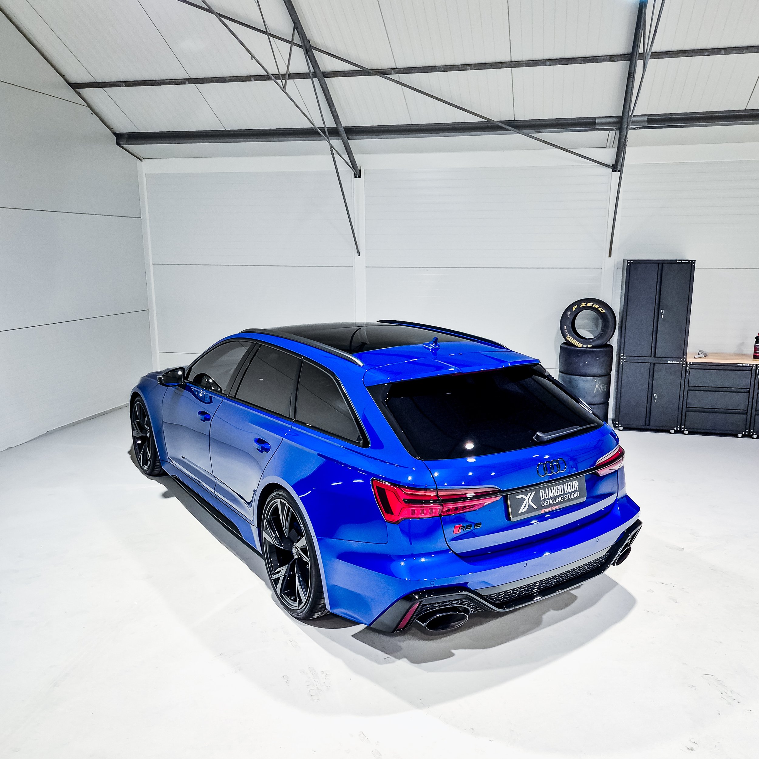 Audi RS6 na een volledige lakcorrectie en tweelaagse glascoating.