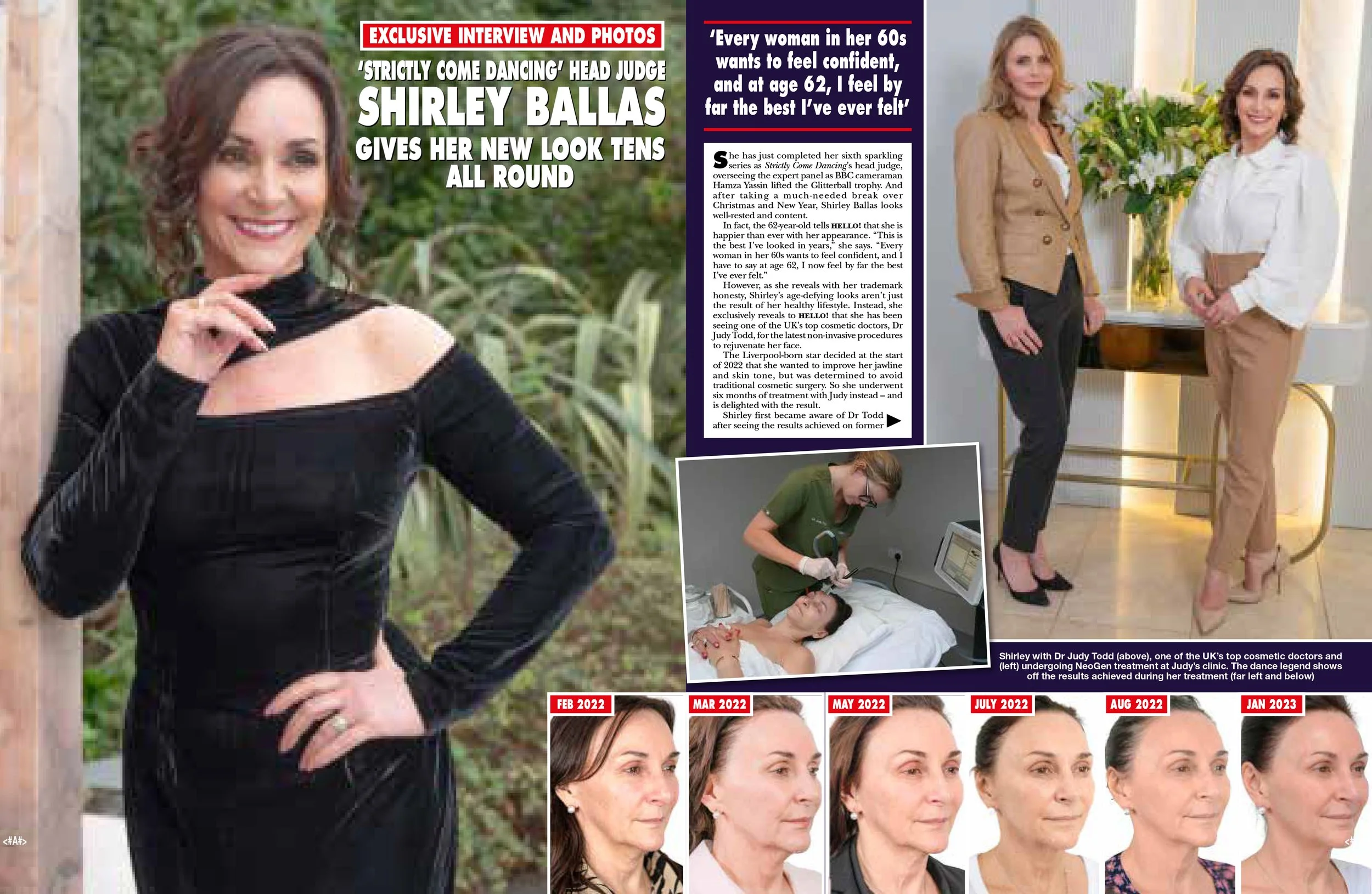 Article in a magazine about Shirley Ballas's new look, including her use of Neogen Plasma