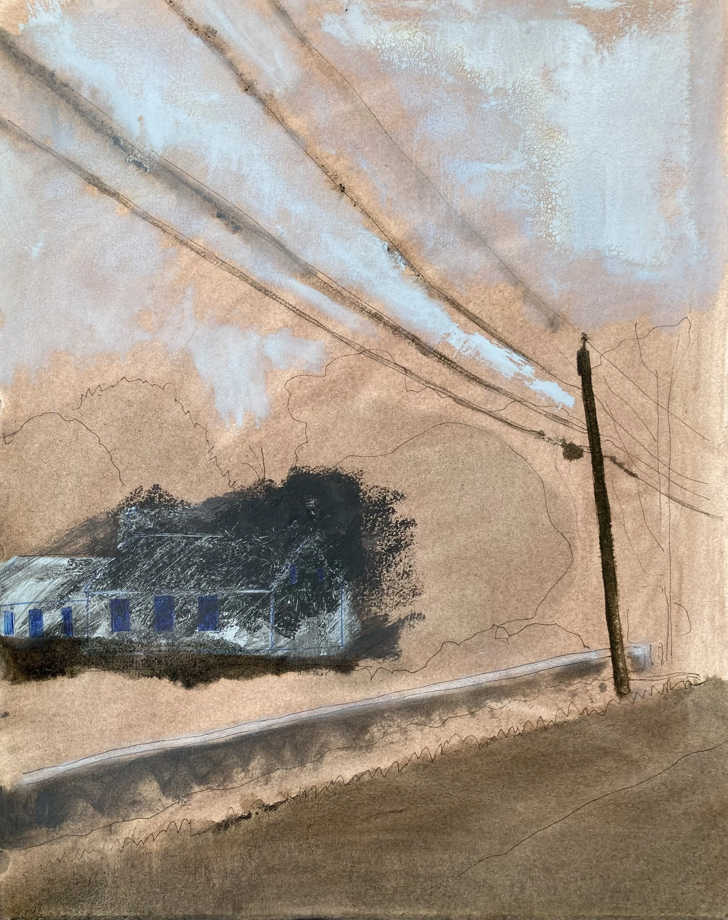 Graphite, Oil Paint, and Ballpoint Pen on toned Arches paper. -  16x20.5 inches