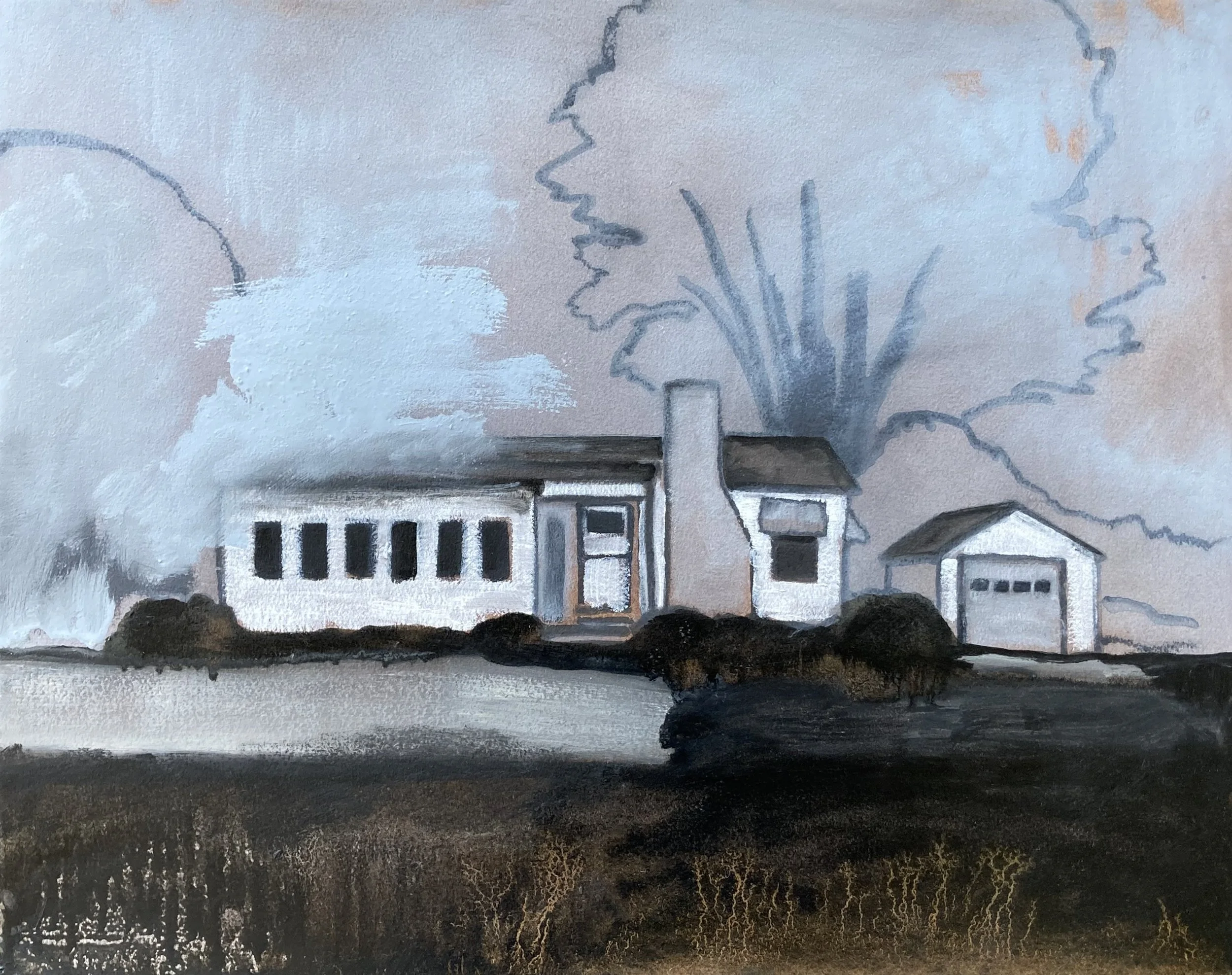 Graphite, Oil Paint, and Ballpoint Pen on toned Arches paper. -  20.5x16 inches