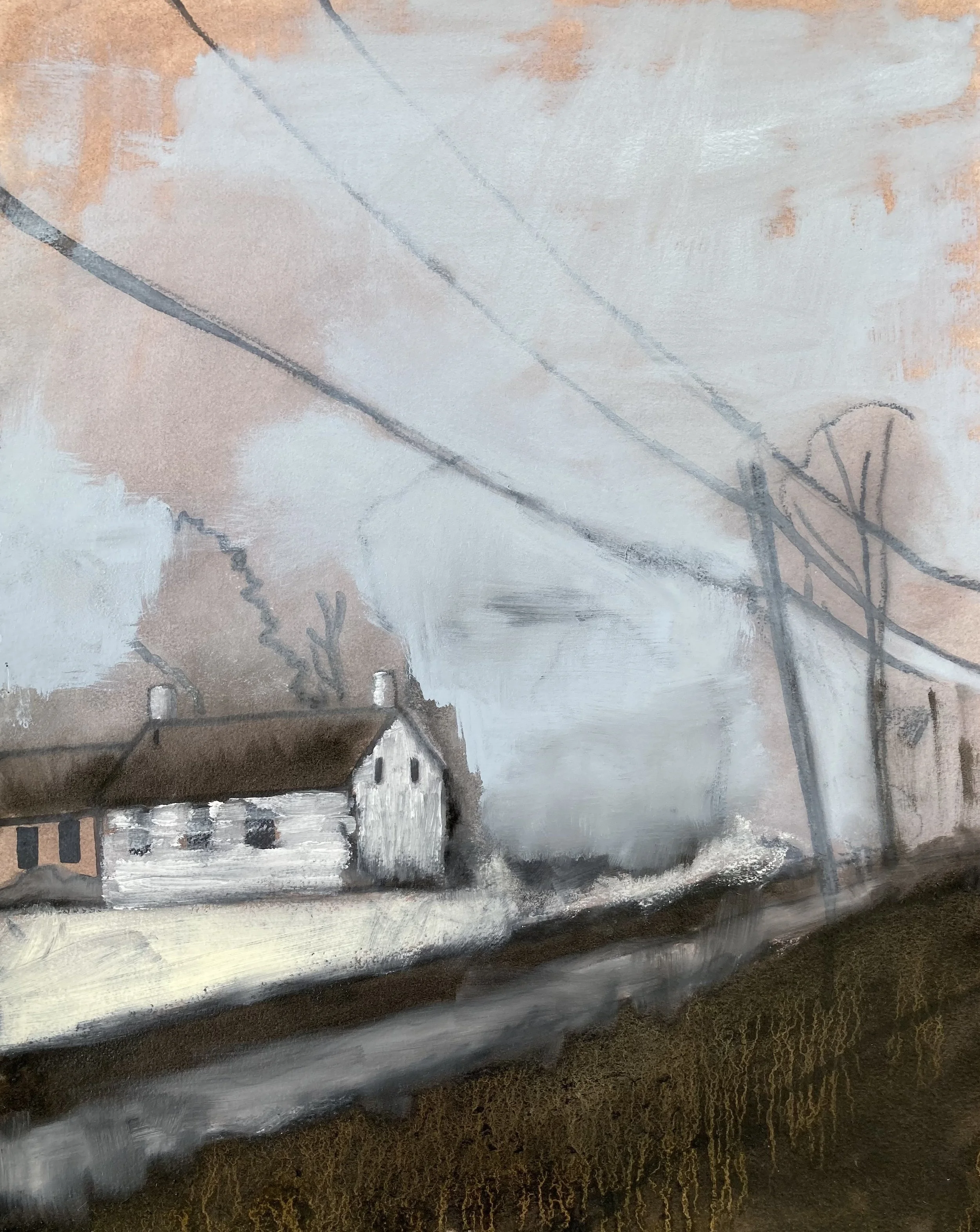 Graphite, Oil Paint, and Ballpoint Pen on toned Arches paper. -  16x20.5 inches