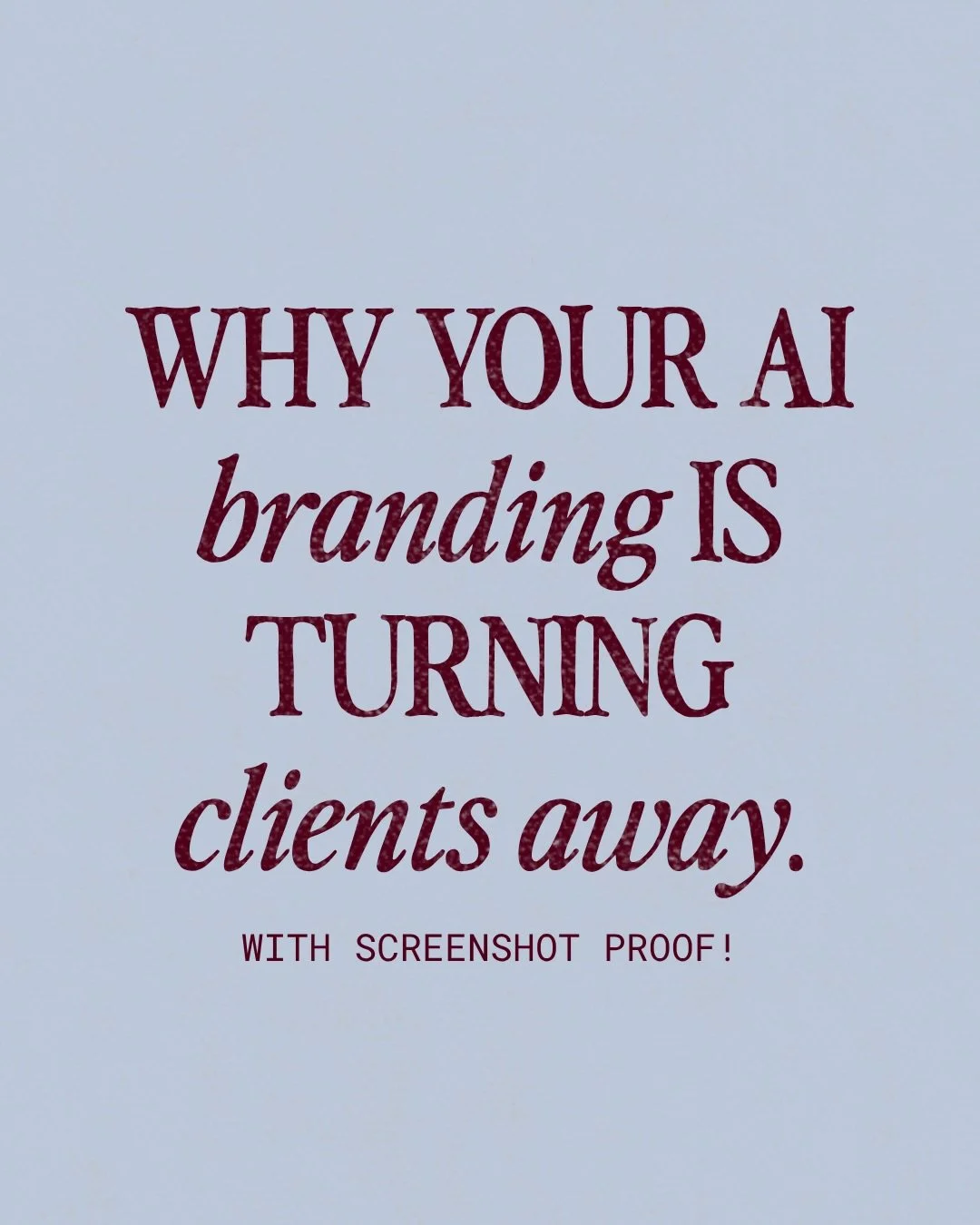 I know it&rsquo;s tempting! And you&rsquo;re probably not a brand designer so it&rsquo;s easy to just do it once and move on. It&rsquo;s free and easy. 

But then you wonder why prospective clients aren&rsquo;t booking. I promise you it&rsquo;s costi