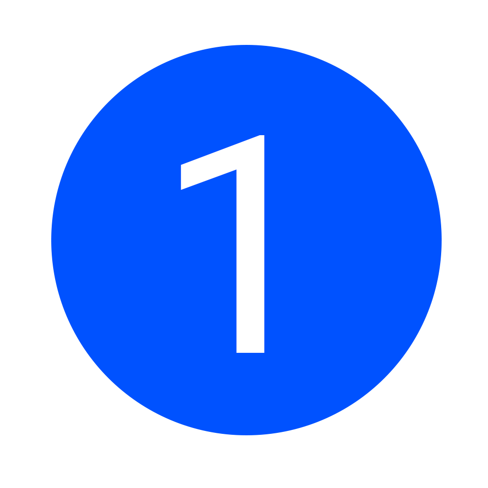 Valkoinen numero yksi sinisellä ympyrällä.