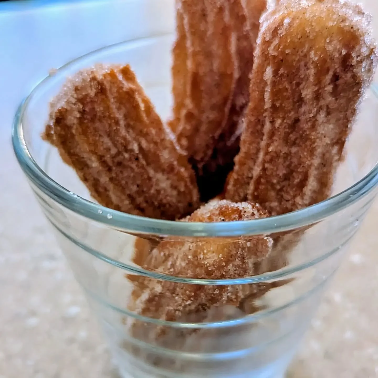 Finally. After 5 recipes, 3 methods and 5 different piping tips. Success. Fresh churros!