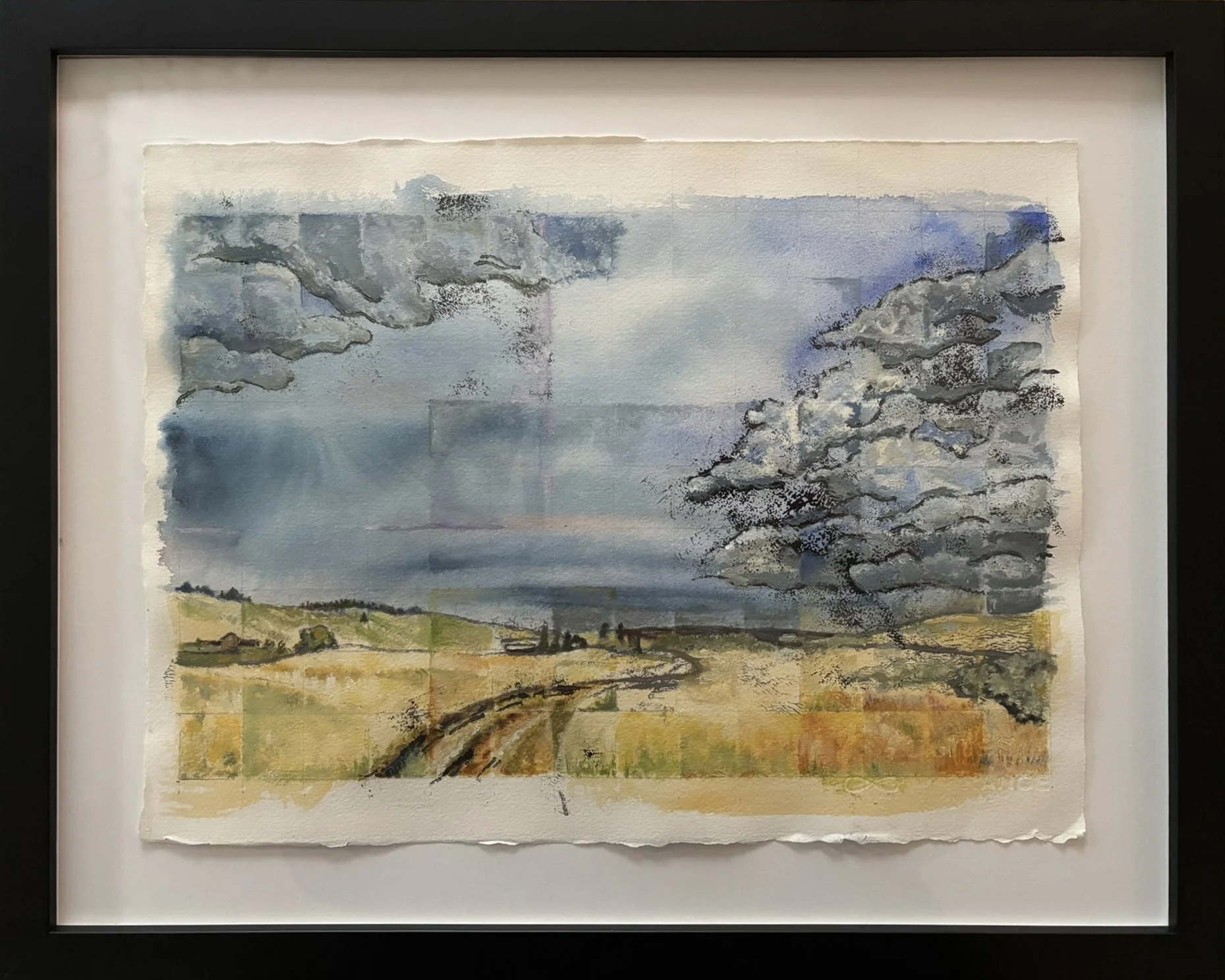 Montana Landscape 1 - Watercolor, ink print and oil 10" x 14"