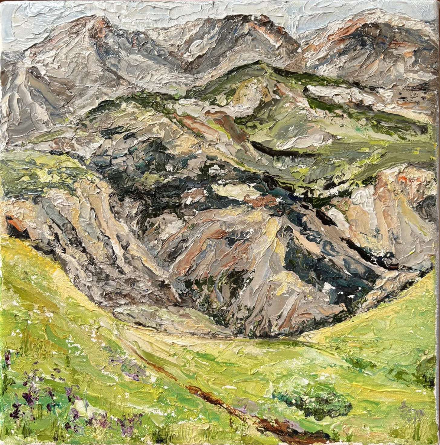 Beartooth Pass Twin Lakes Plein Air - Oil 12" x 12"