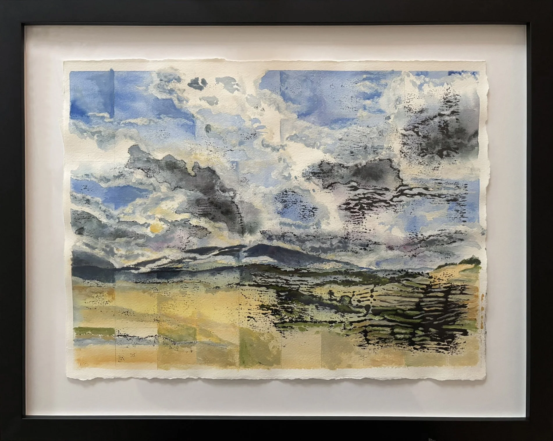 Montana Clouds - Watercolor, ink print and oil 10" x 14"