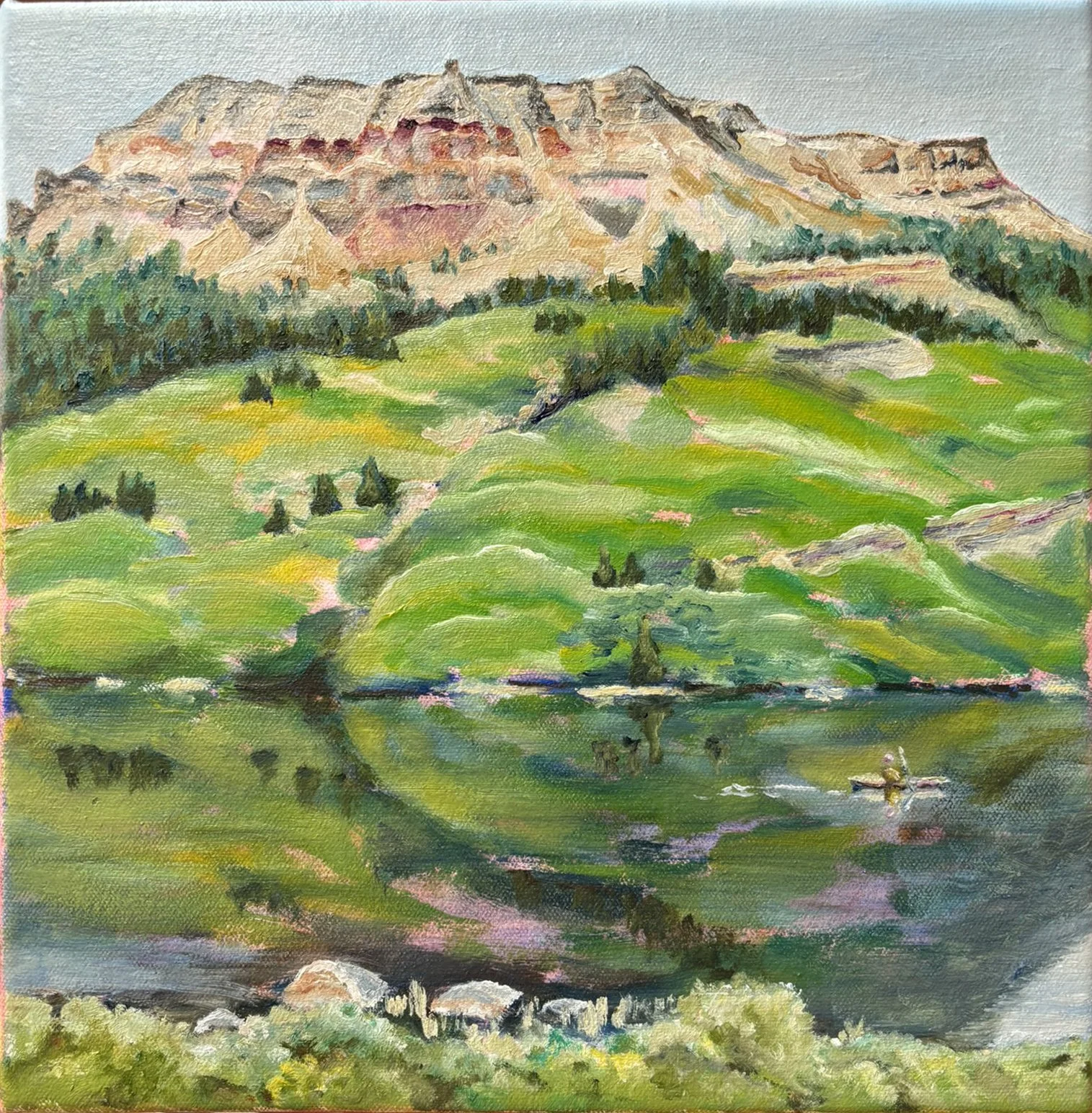 Clay Butte at Beartooth Lake Plein Air - Oil 12" x 12"