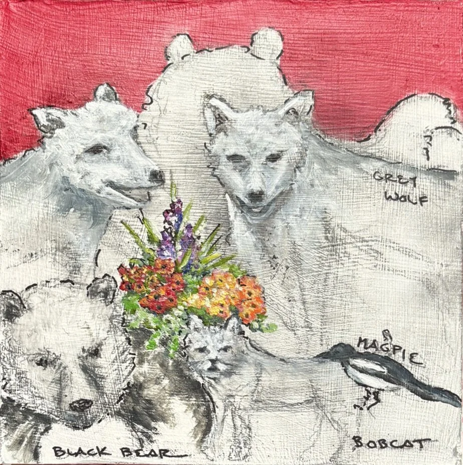 Yellowstone Wildlife Sanctuary Sketch - Pencil and Oil 6" x 6"