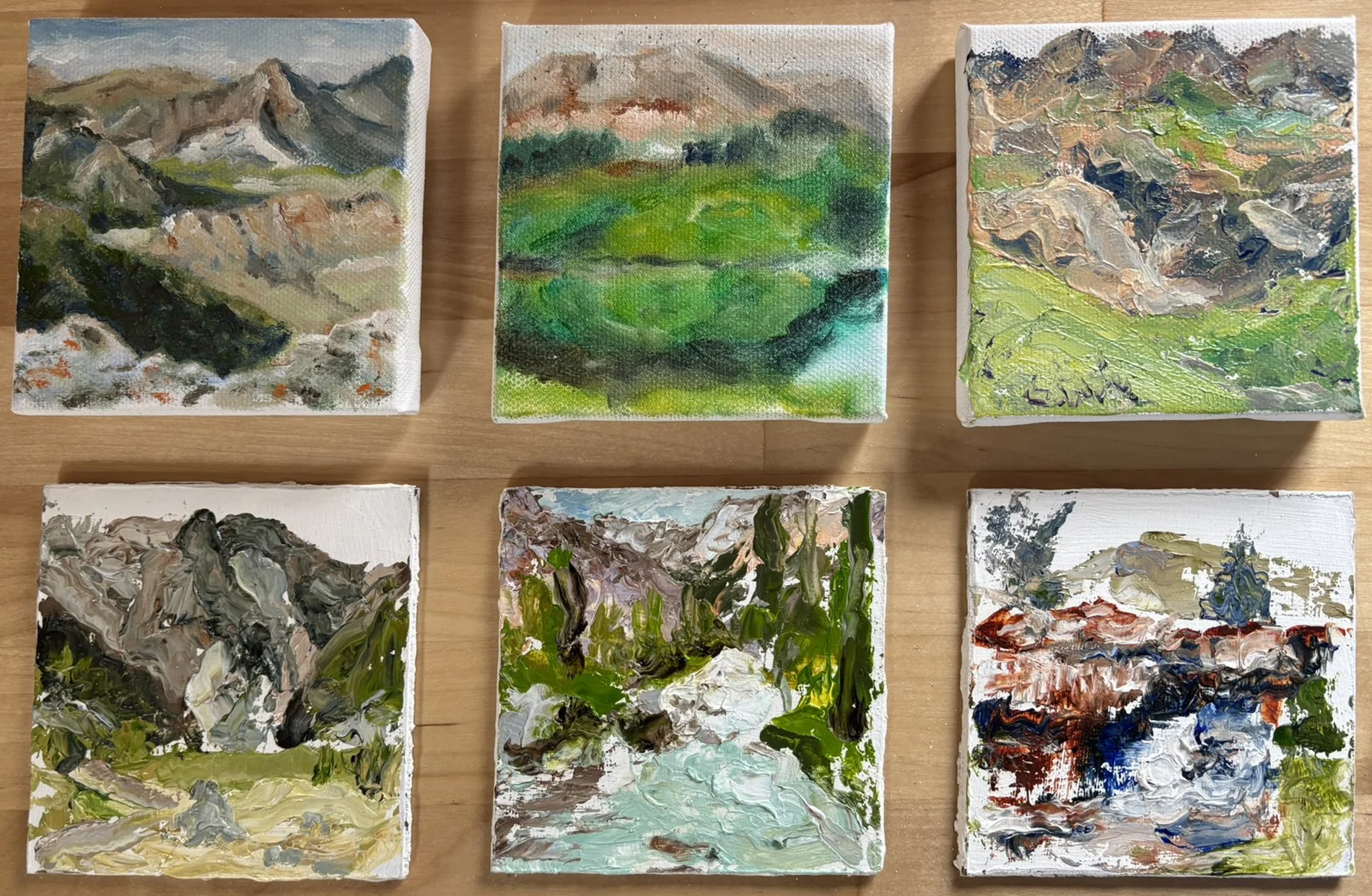 Plein Air Sketches - Oil 4" x 4" panels
