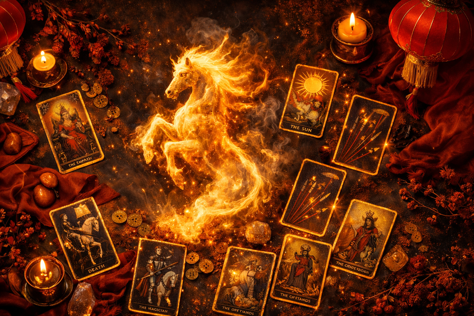 Kinesiska året 2026 – Eldhästen och ditt personliga tarotår