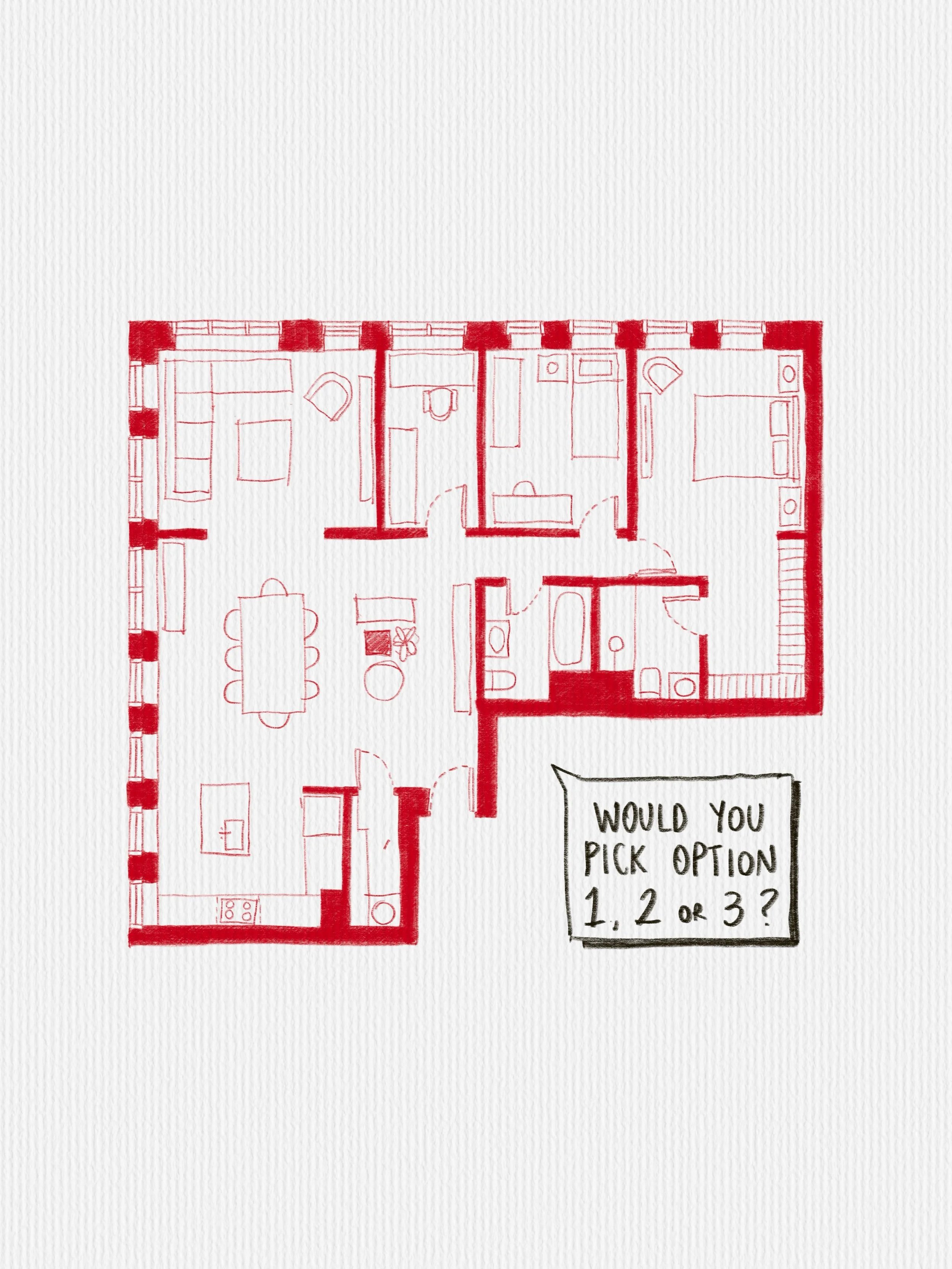 ✨Plan Layout Options in Procreate✨

A couple of weeks ago, I shared a residential renovation plan I&rsquo;ve been working on, and the comments were VERY divided 👀

The goal of this apartment redesign was clear:
✨ Make the bedrooms more functional
✨ 