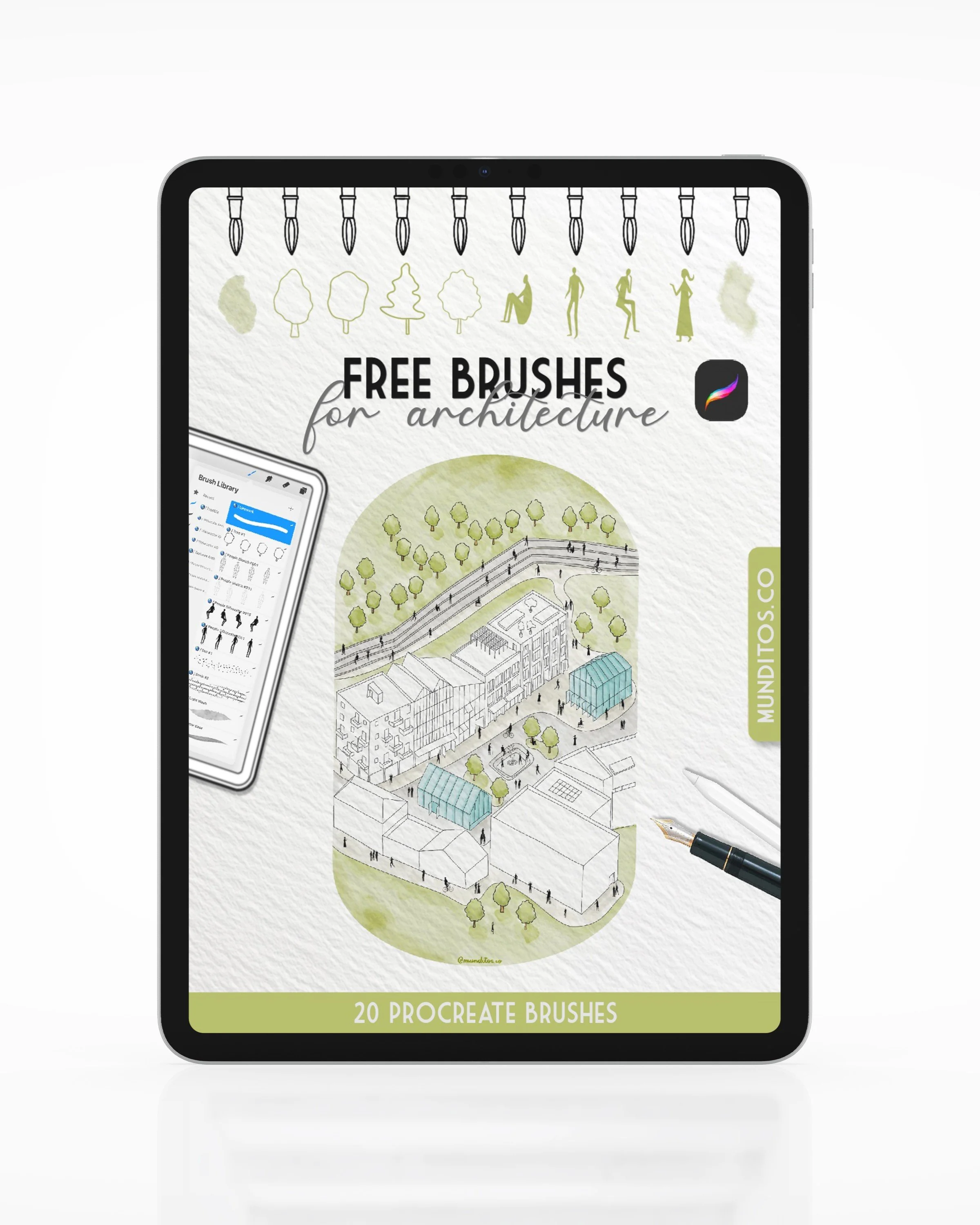 FREE TRIAL Procreate Brushes for Architects (20 brushes)