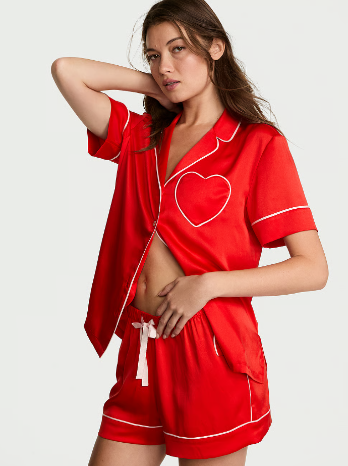 Victoria’s Secret Signature Satin Heart Short Pajamas
