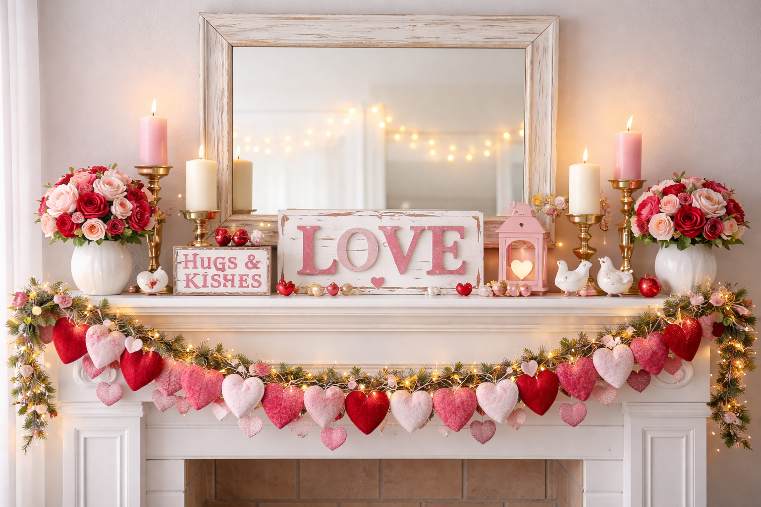 valentines mantle decor