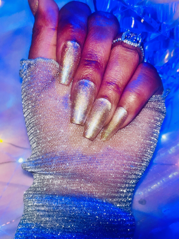 FemmeFatalonsNails Gold Cateye Velvet Press On Nails