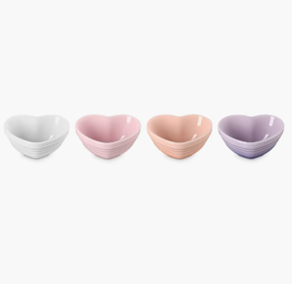 Le Creuset Set of 4 Stoneware Mini Heart Bowls