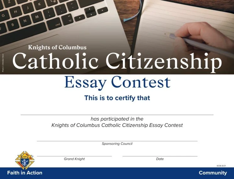 Catholic Citizenship Essay Participation Certificate